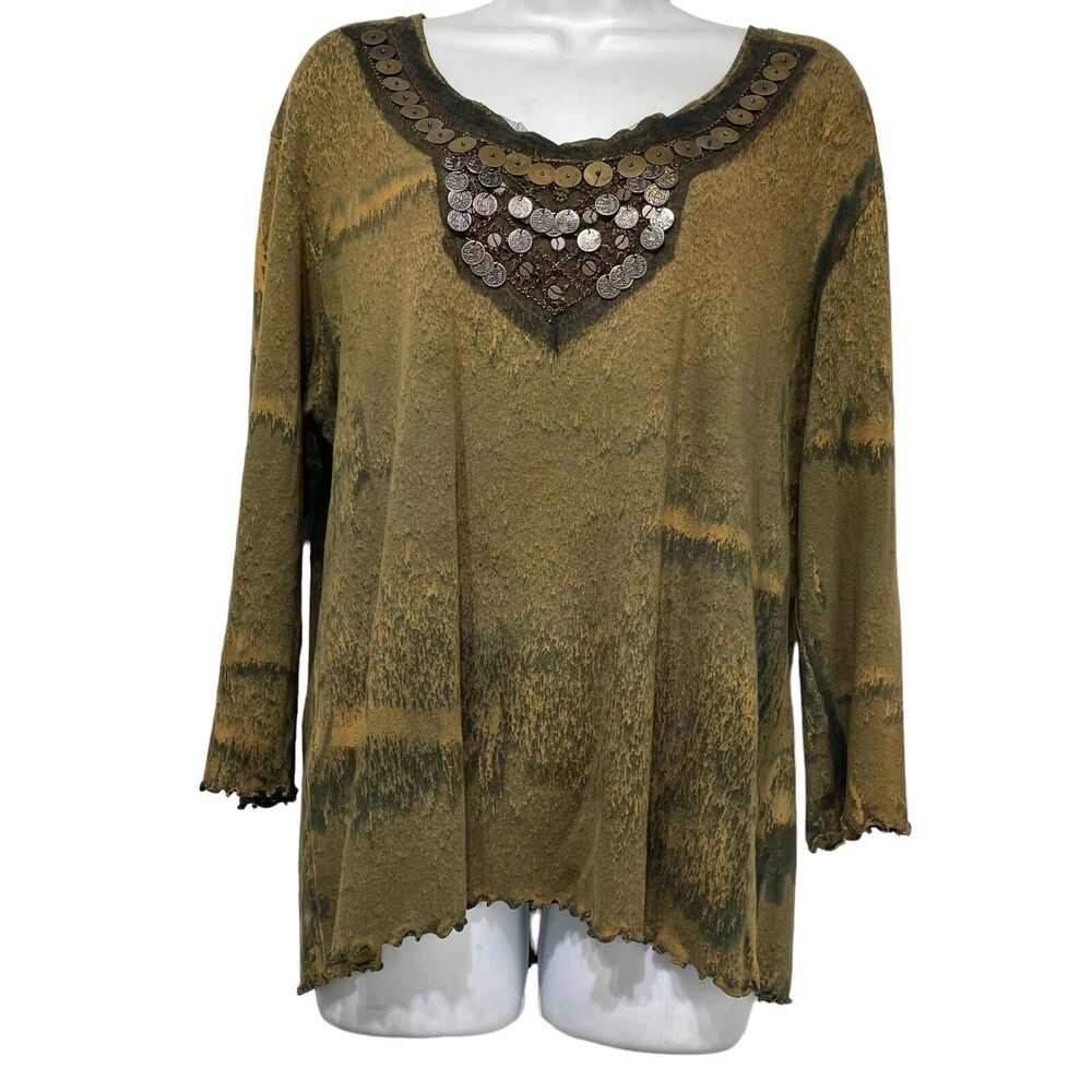 nature art lynn yang Coin embellished long sleeve blouse